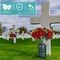 2 Sets Artificial Cemetery Flowers – 36-Head Rose Bouquets with 2 Grave Marker Vases, Drainage Holes, Long Spikes & Floral Foam Blocks for Outdoor Memorials (Red)